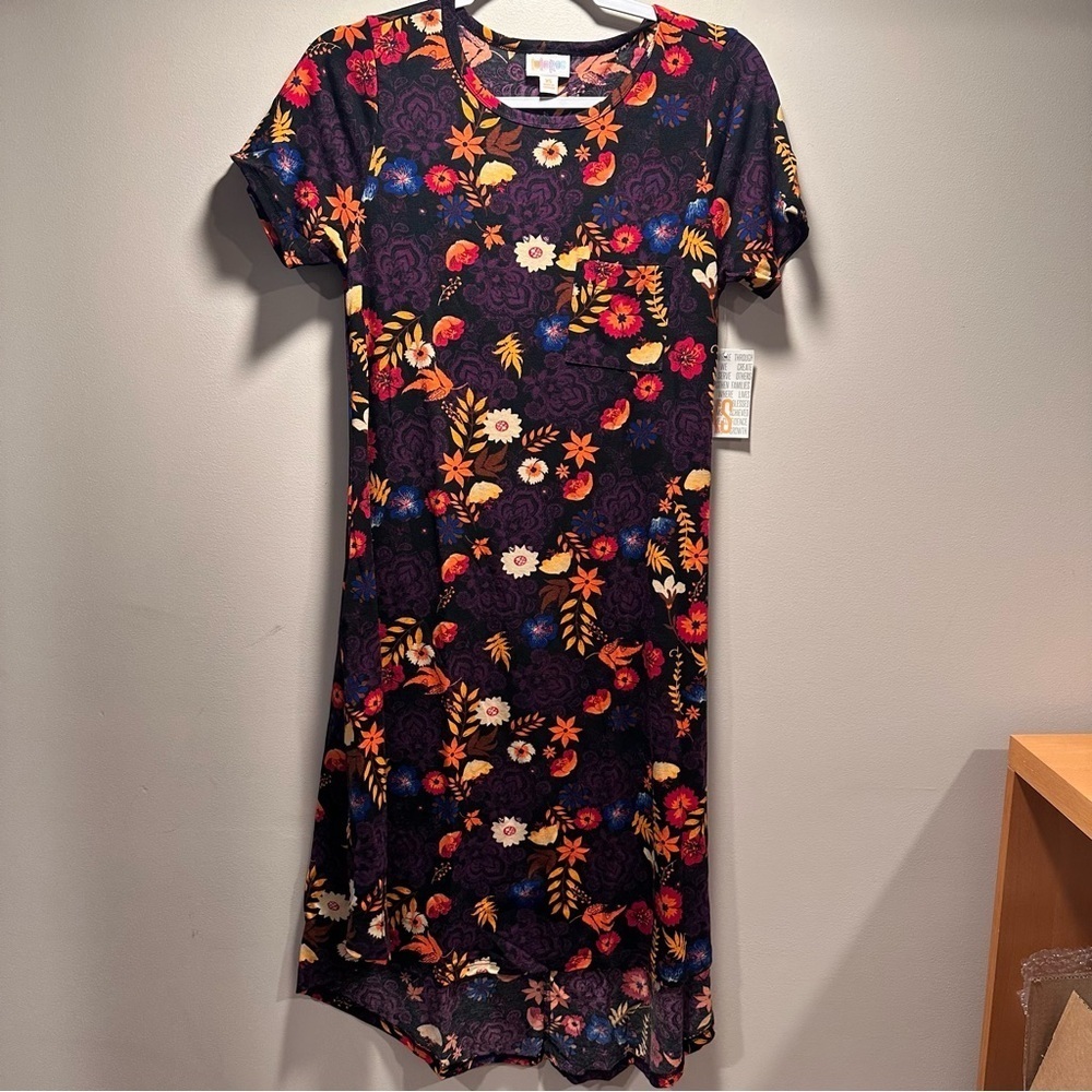 LulaRoe Carly Swing Dress with Front Pocket Loose & Relaxed Fit Stretchy XS 2-4 - Picture 3 of 13